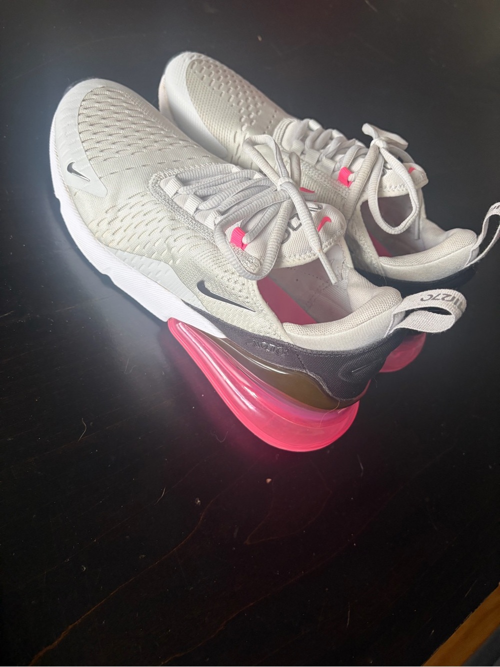 Nike Women’s White and Pink Air-Boosted Casual Sneakers